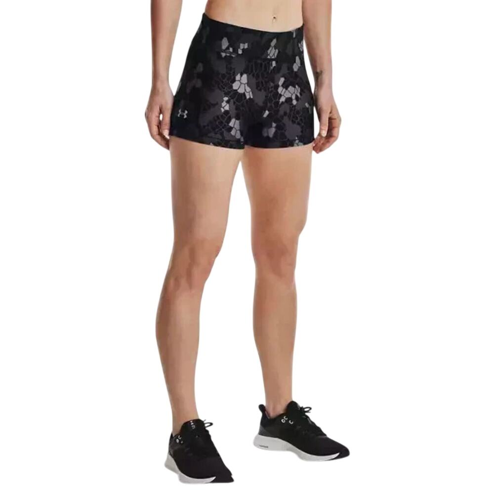 Under Armour HeatGear Mid-Rise Shorty Shorts Compression Black Gray Women's XL